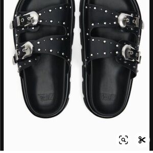 Zara Black Sandals with Silver Accents